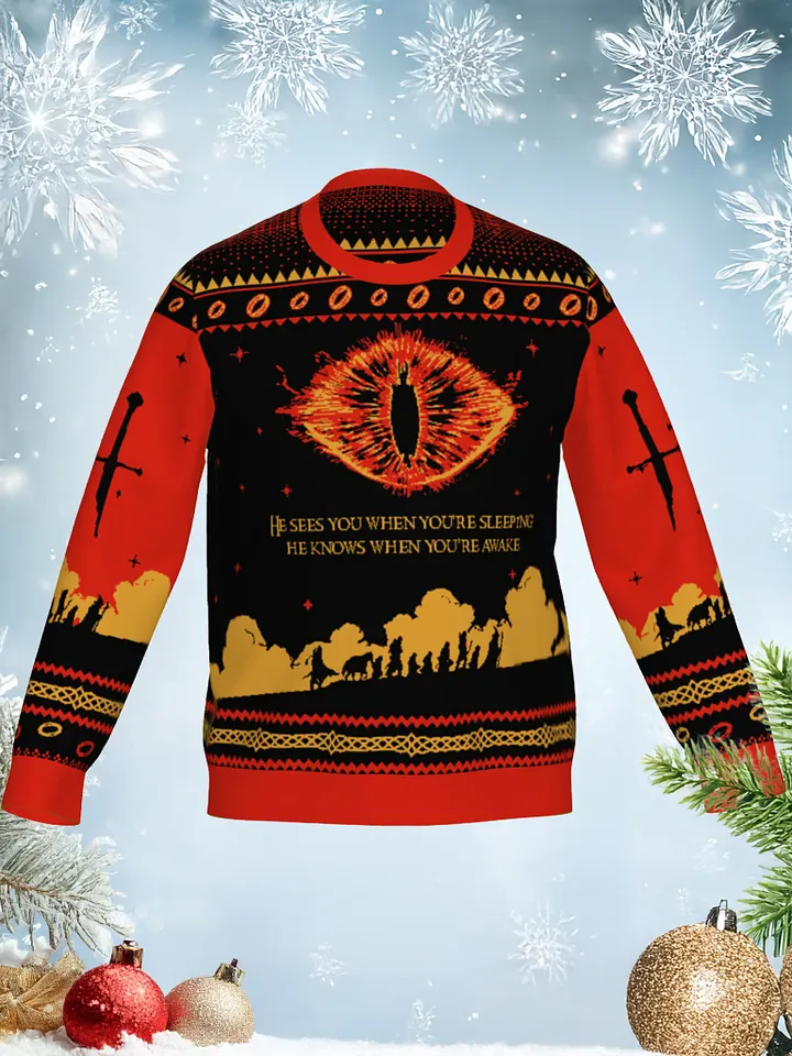 Ugly Christmas Sweater - "The Dark Lord is Comin' to Town" product image (1)