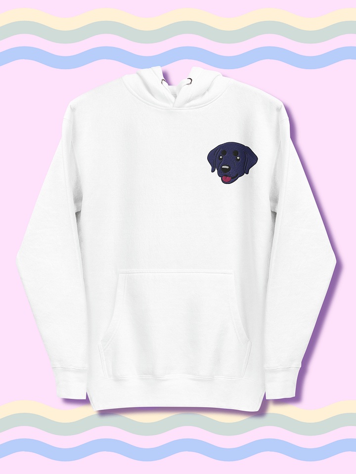 Happy Black Labrador Retriever Pup Embroidered Unisex Premium Hoodie product image (1)