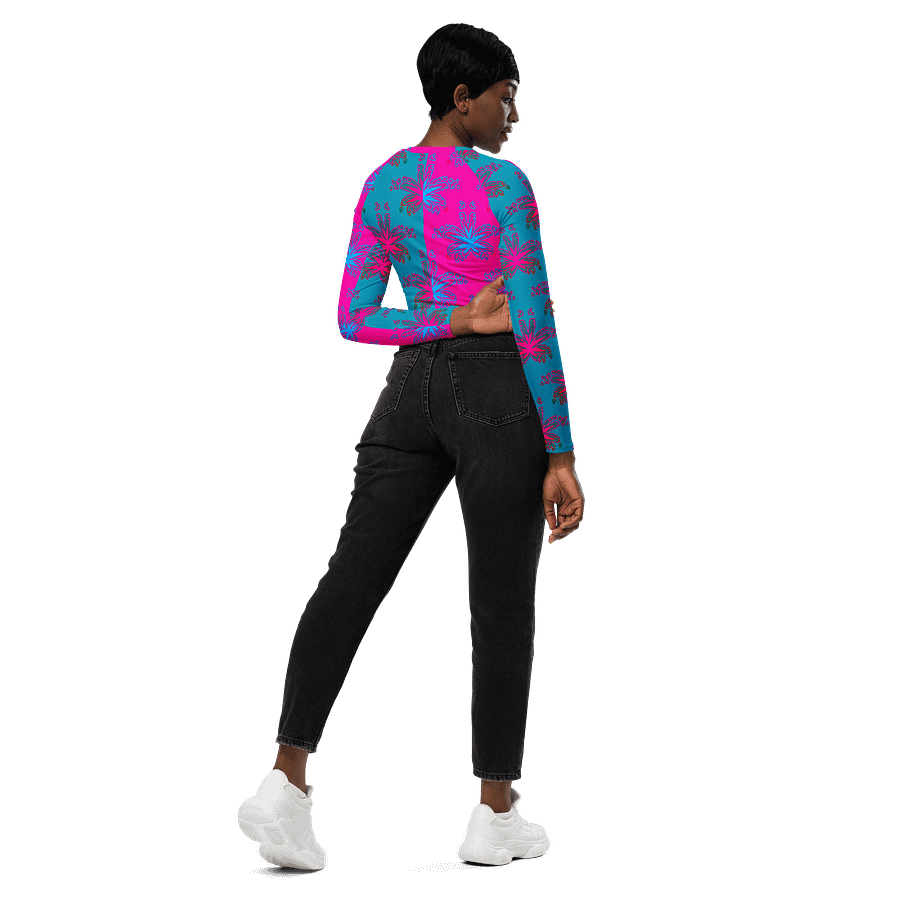 Cotton Candy Color Cannabis Stoner Shirt, Ganja Weed Festival Fashion Recycled Long-Sleeve Crop Top, 420 Summertime Twisted Budz Beach Style product image (7)