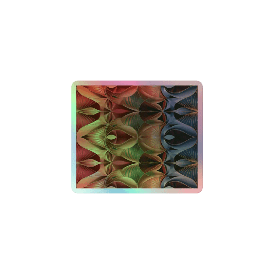 Holographic Fan Pattern Sticker - Vibrant Multicolor Decal product image (1)