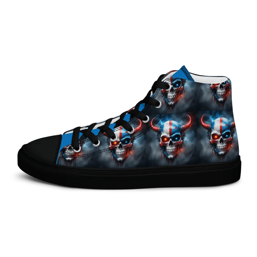 Red White and Blue Horned Skull Men's High Tops product image (8)