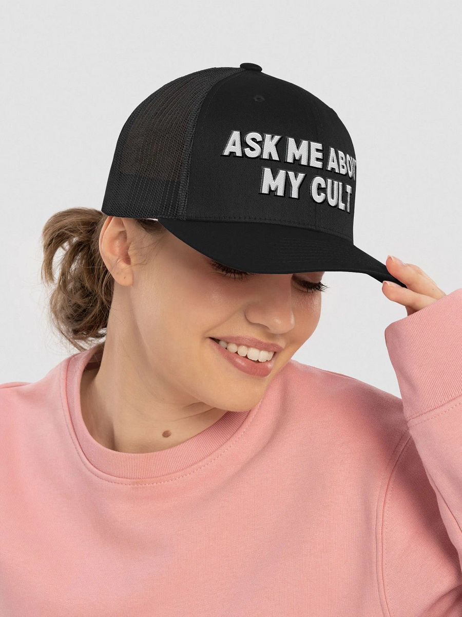 Ask Me About My Cult BW Hat product image (5)