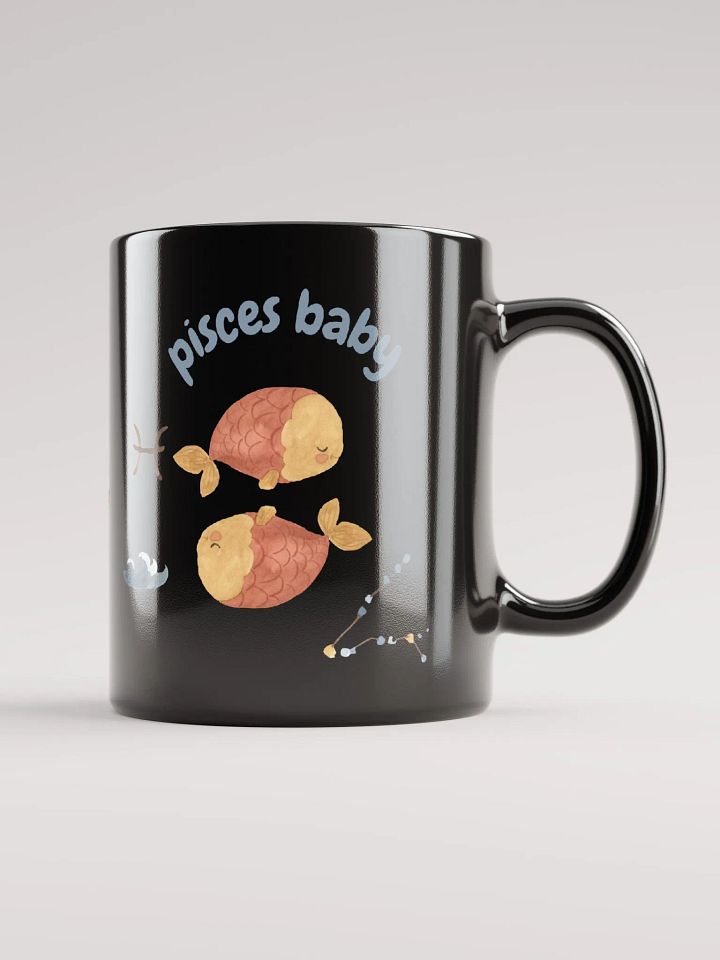 Pisces Baby February 19 – March 20 BLACK GLOSSY MUG Baby Gift, New Baby Gift, Fun Astrology Gift product image (1)