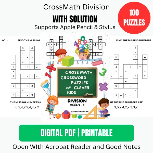 100 Crossmath Puzzles: Division for Kids (Ages 4-8) | Ebook | Printable PDF product image (1)