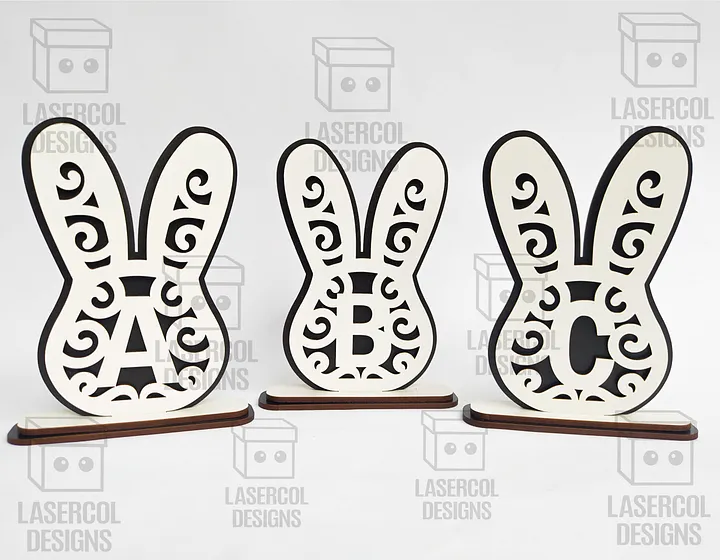 Easter Bunny Monogram Set 3 (3 Sizes) - Laser Cut Files product image (2)