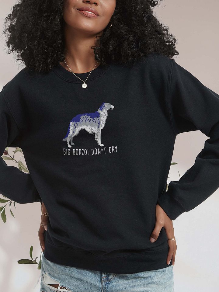 Big Borzoi Don't Cry Sweatshirt (Embroidered) of a Borzoi(Blue) product image (2)