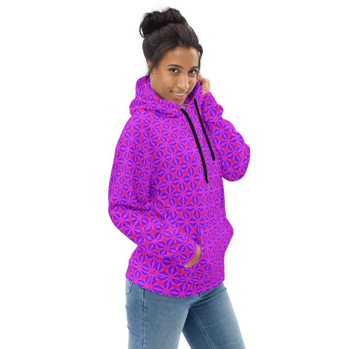 Abstract Vivid Pink and Purple Repeating Pattern Unisex All Over Print Hoodie! product image (2)
