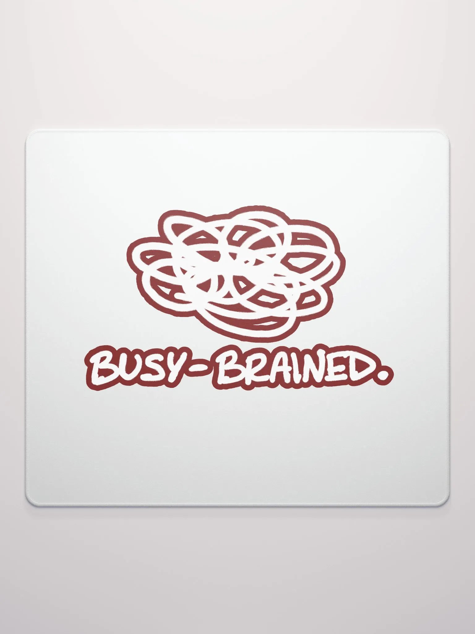 BUSY-BRAINED (lined design, #6D1616) mouse pad product image (2)
