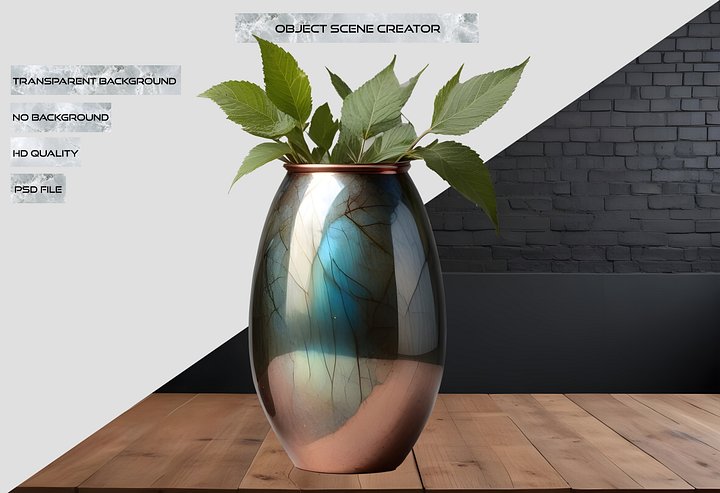 Stellar Luxe – Labradorite & Copper Oval Vase PNG product image (2)