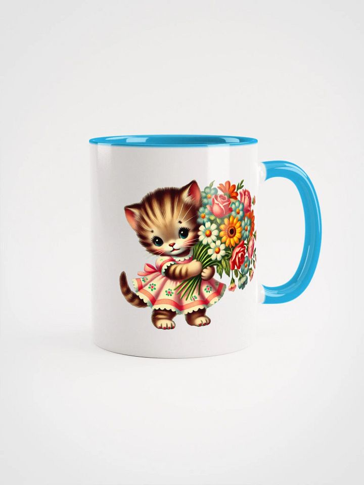 Adorable Kitten with Flower Bouquet Colorful Ceramic Mug product image (11)