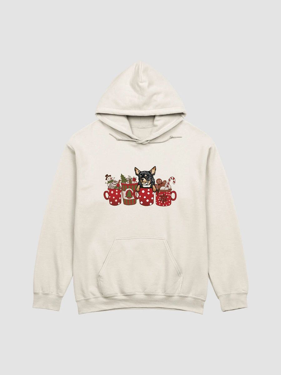 Cute Chihuahua(Tricolor) in a Christmas Cup Hooded Sweatshirt | Funny Christmas Pup in a Cup product image (19)