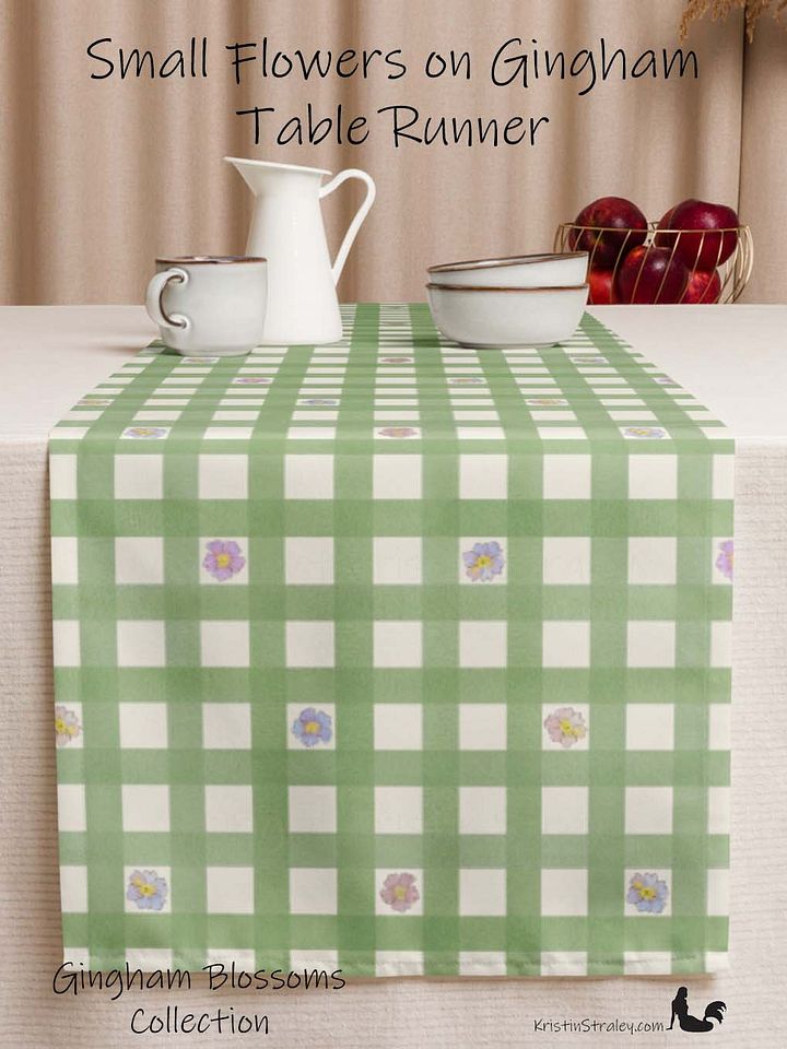 Gingham Blossoms Little Flowers on Gingham Table Runner product image (1)