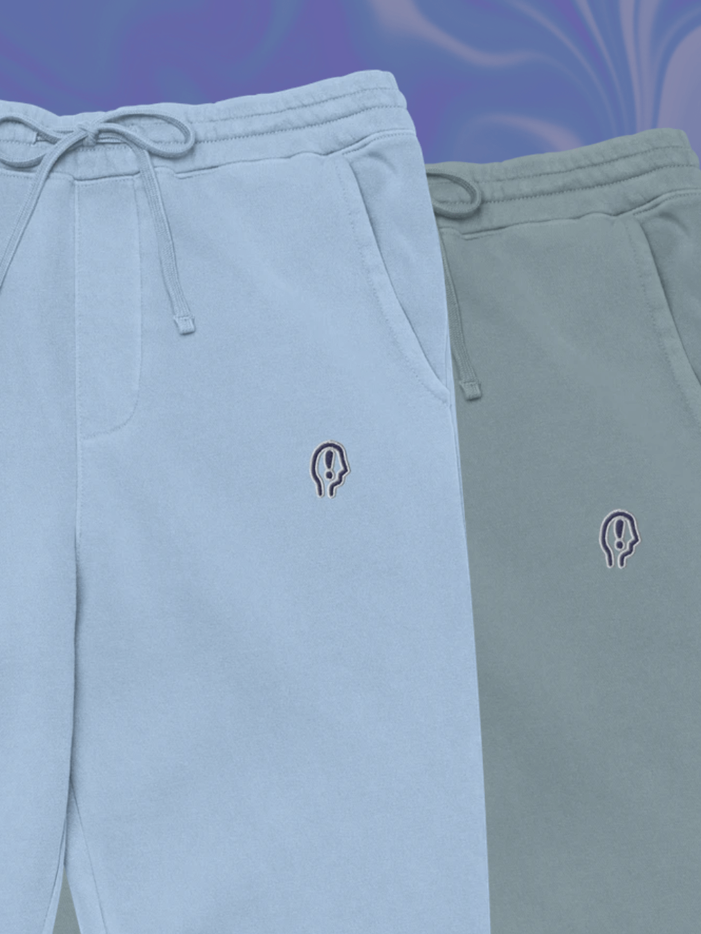EXCLAIMING MENTALLY (navy and white thread) pigment dyed sweatpants product image (1)