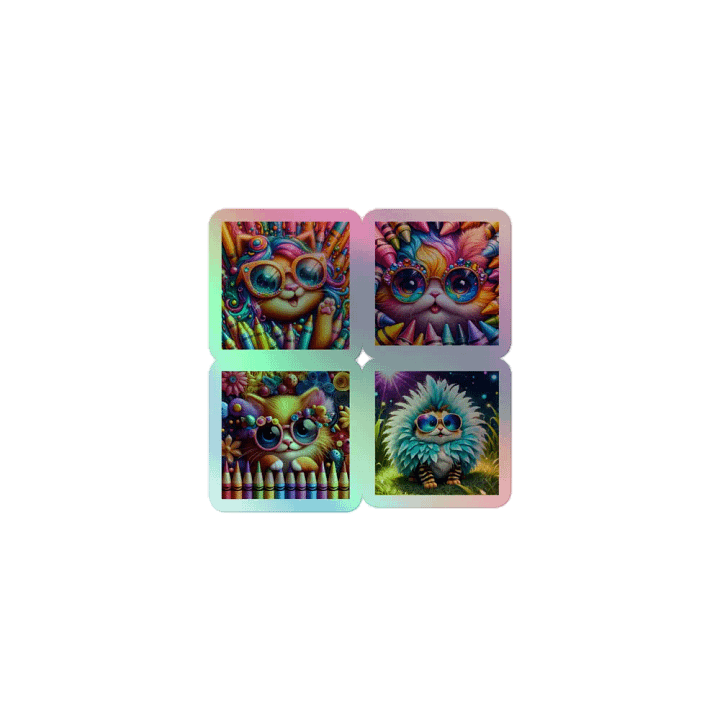 Whimsical Cats Holographic Sticker Sheet product image (1)