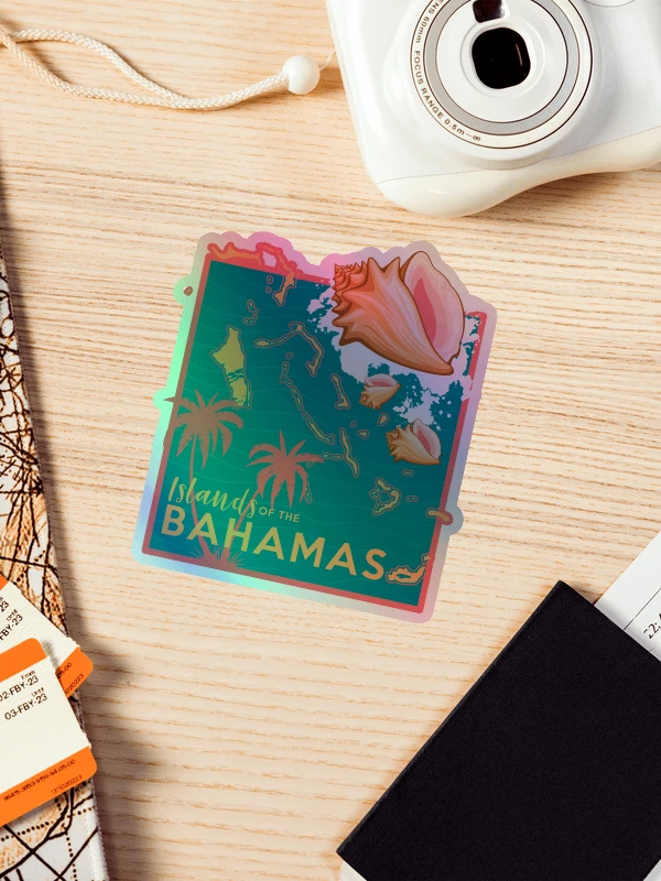 Bahamas Sticker Holographic : Bahamas Map : Bahamas Conch Shell product image (1)