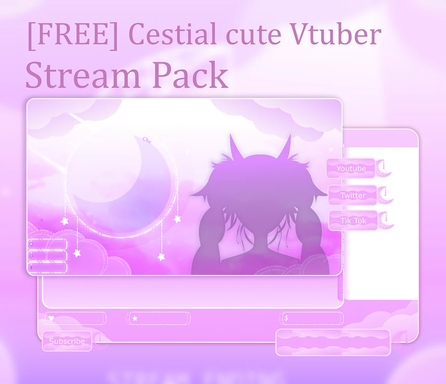 Pink Celestial Vtuber Stream Overlay Animated product image (1)