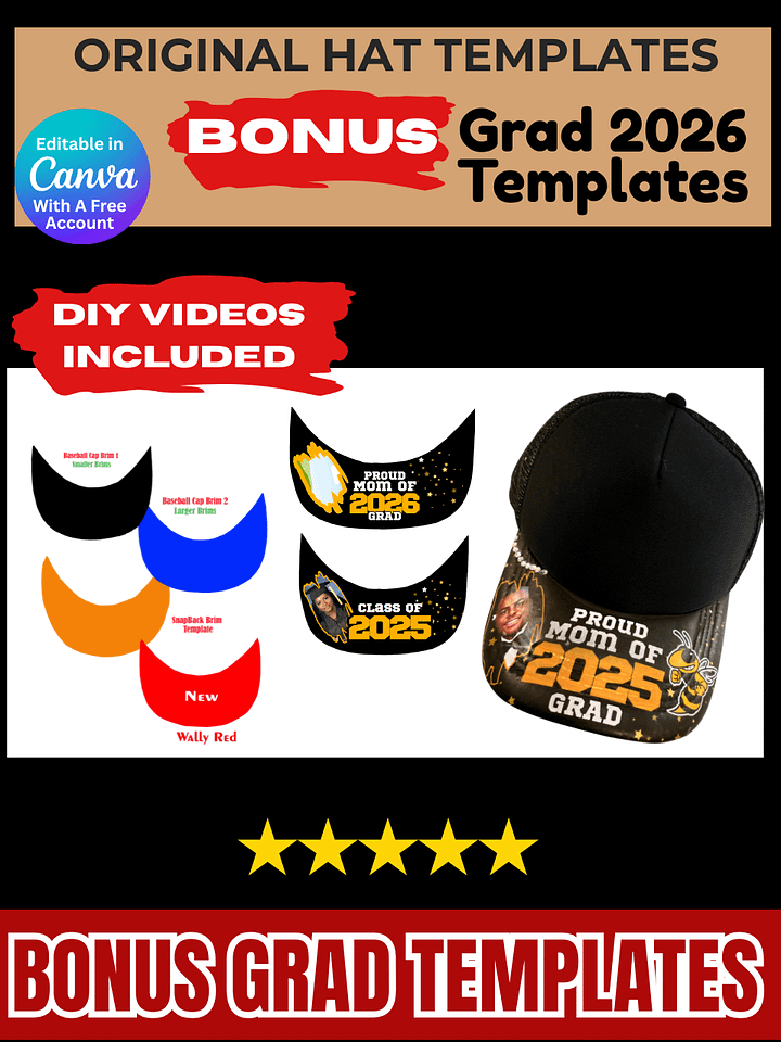 How to add an Image to the Bottom Brim of Your Hat - Original Templates and Videos - PDF PSD PNG Editable in Canva product image (1)