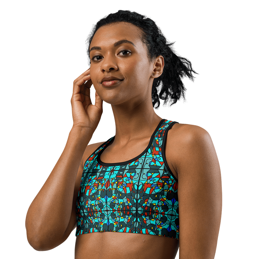 Turquoise Stained Glass – Vibrant Pattern Basic Sports Bra product image (4)