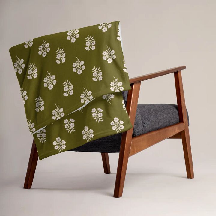 Alpine Cascade - Green and Creme - Throw Blanket product image (2)