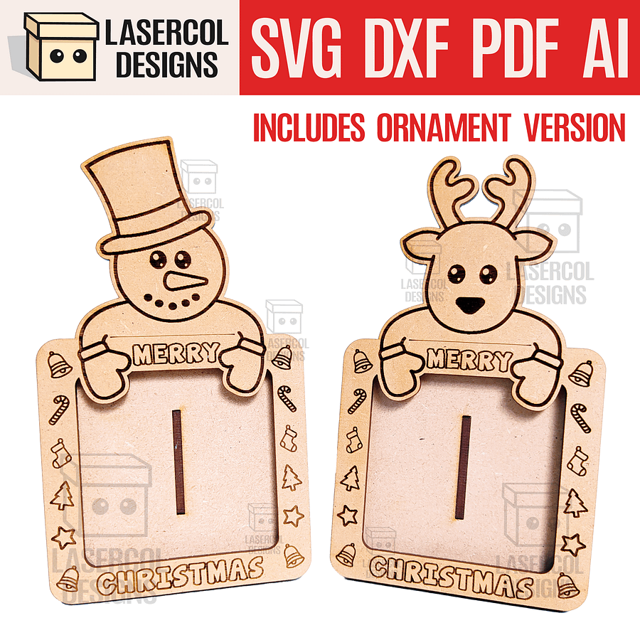 Christmas Photo Frame Ornaments DIY Set 2 - Laser Cut Files product image (1)
