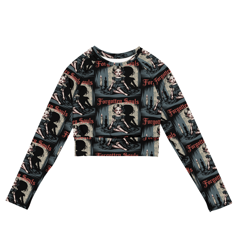 Midnight Veil Designs Gothic All-Over Print Long Sleeve Crop Top - Forgotten Souls Black product image (2)