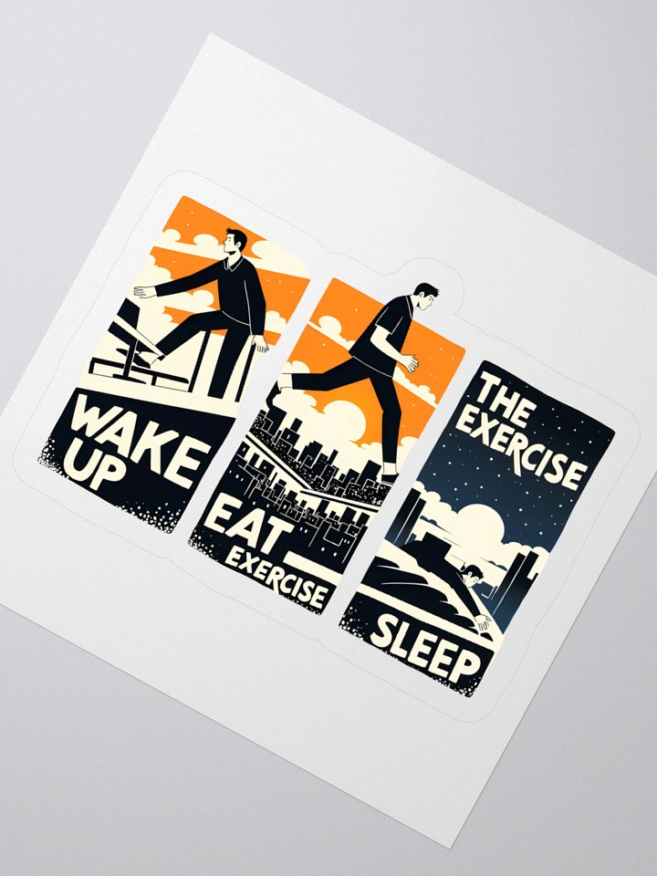 Clean-Line Daily Routine Art | Wake-Eat-Exercise-Sleep Print Sticker product image (6)