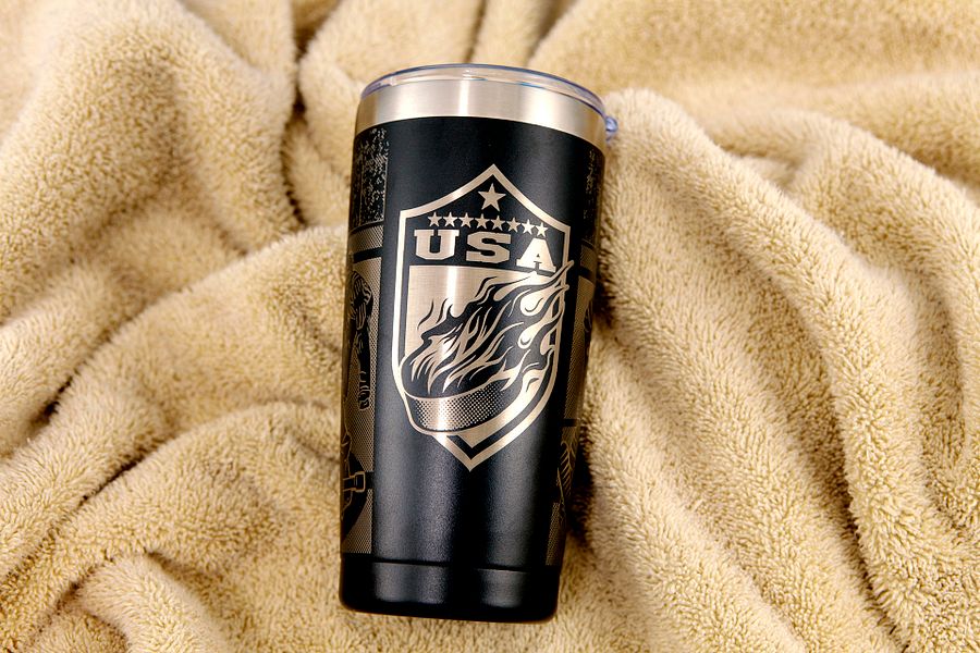 Laser engraved customizable hockey themed tumbler. product image (3)