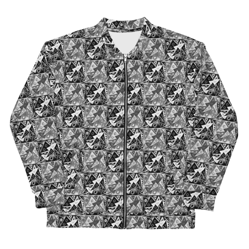 Abstract Triangles in Grey, Black and White Unisex Bomber Jacket product image (6)