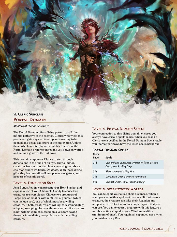 Portal Domain | 5E 24 Cleric Subclass product image (2)