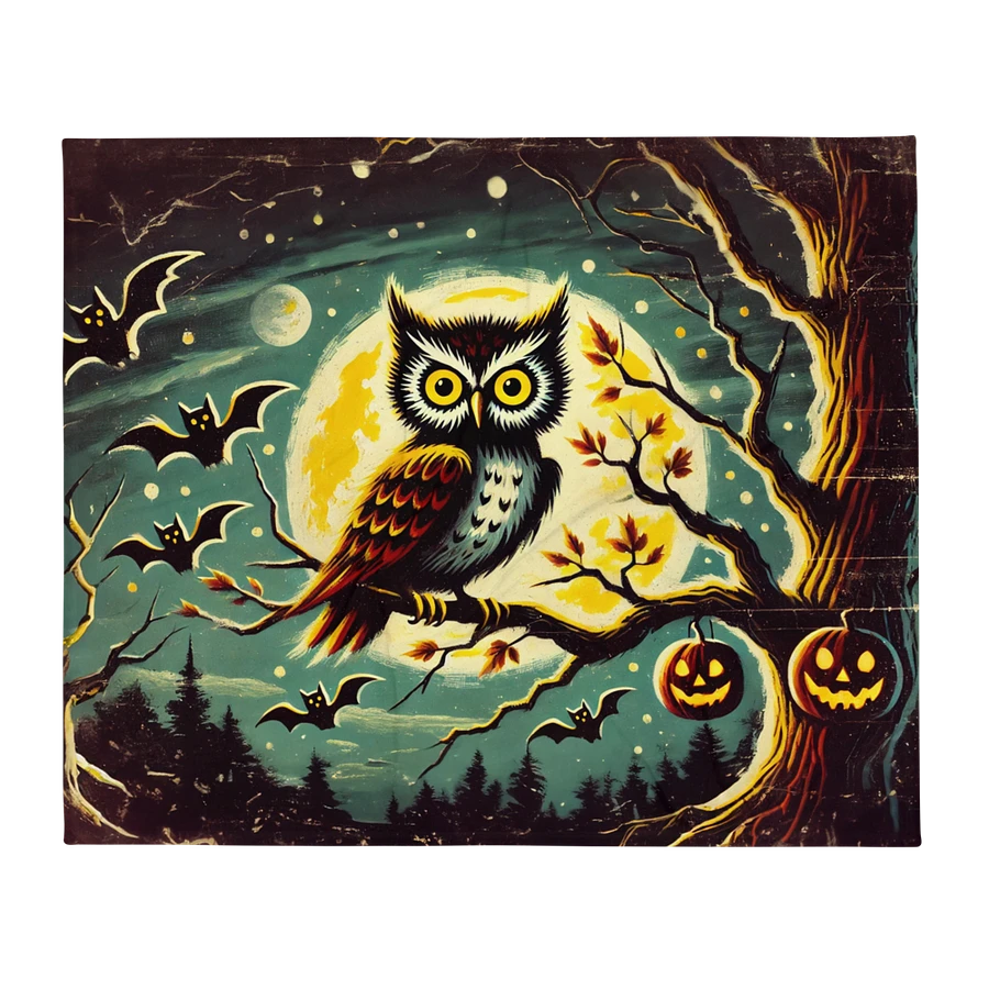 Spooky Owl Full Moon Throw Blanket product image (2)