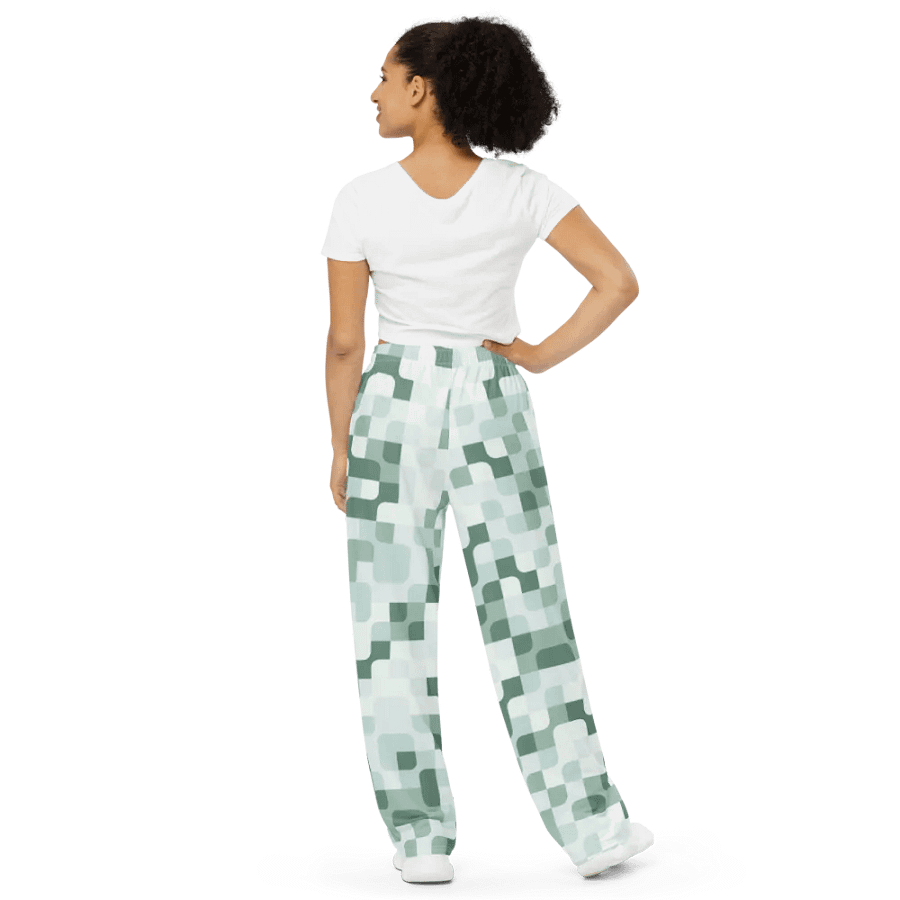BUIII Pixelated Geometry: Mint Oasis Wide-Leg Pants product image (3)