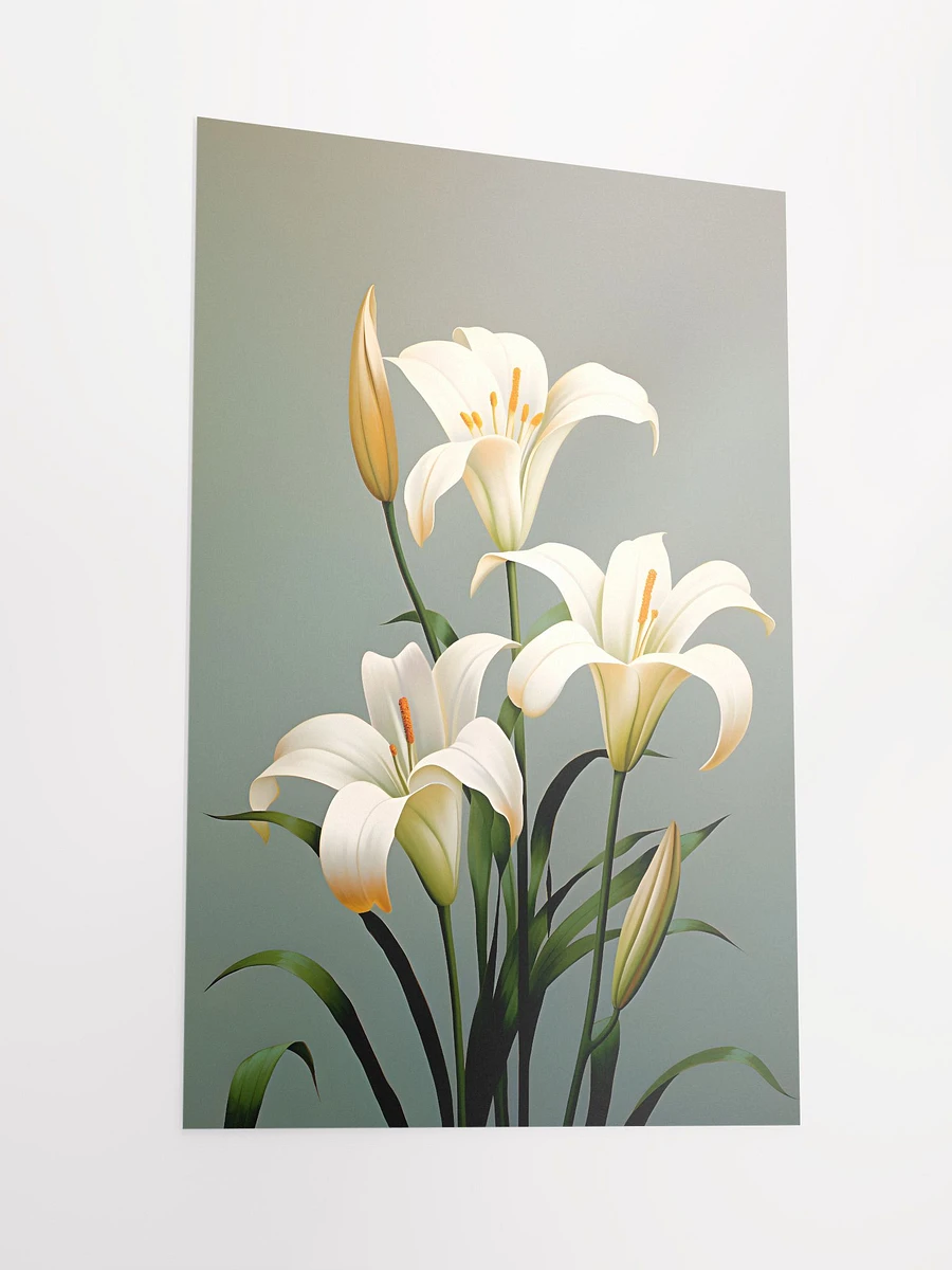 Elegant Easter Lily Poster: Realistic Botanical Wall Art for Tranquil Home Decor Matte Poster product image (3)