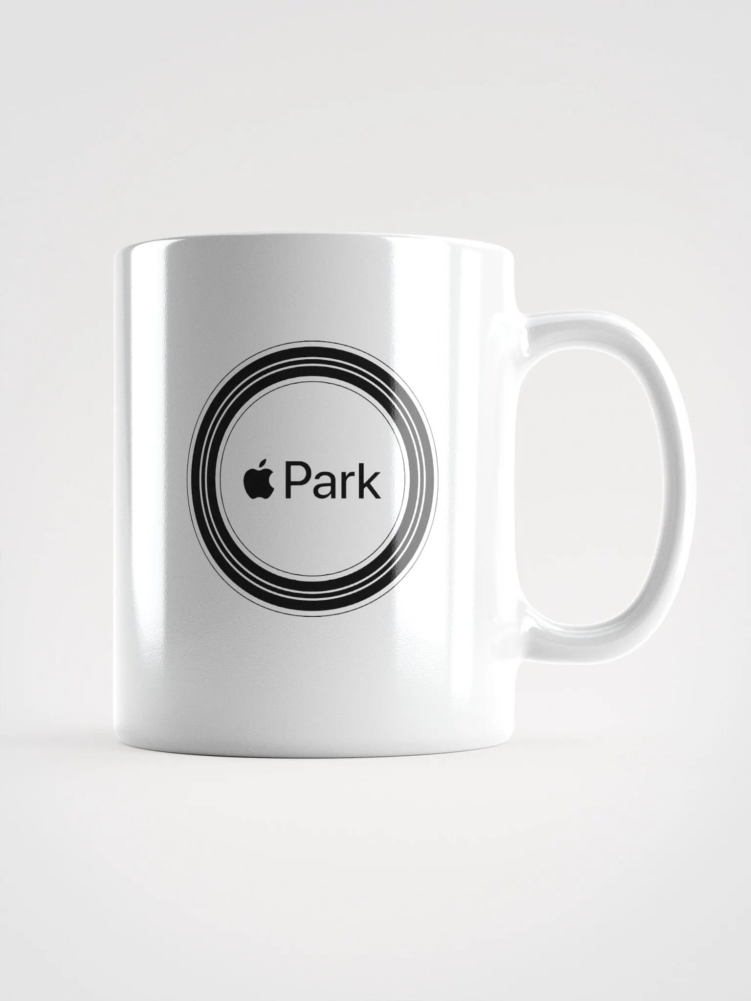 Midnight Bliss White Glossy Mug with Apple Park logo. product image (2)