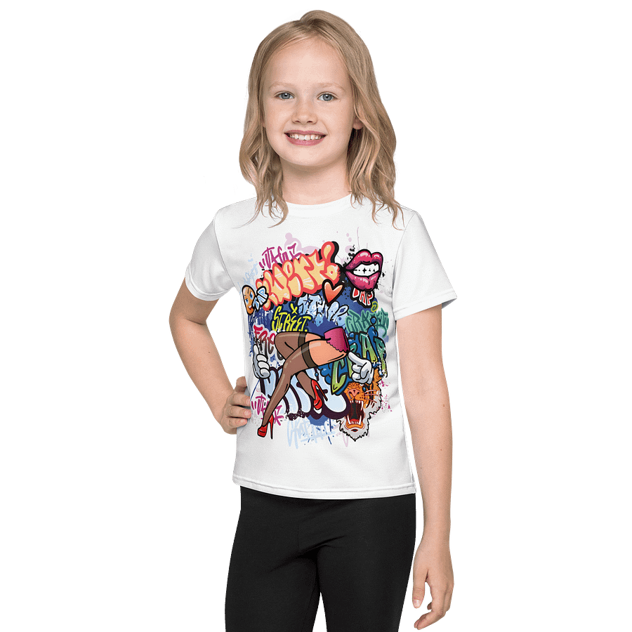 Kids Crew Neck T-Shirt Girl Graffiti All-Over Print product image (1)