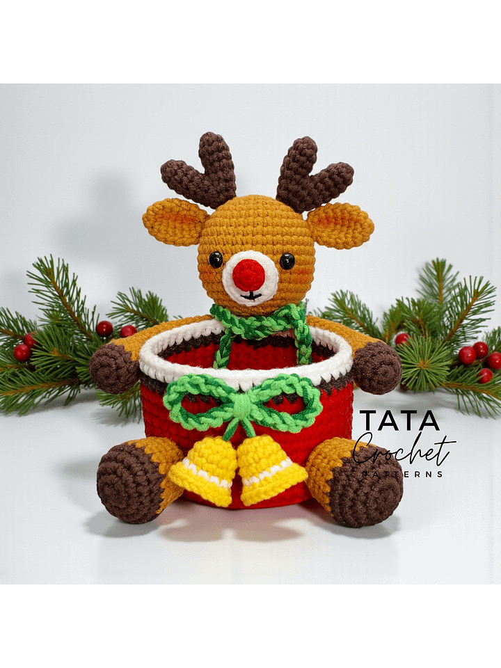 PDF Pattern -♡- Crochet Reindeer Basket Pattern product image (1)