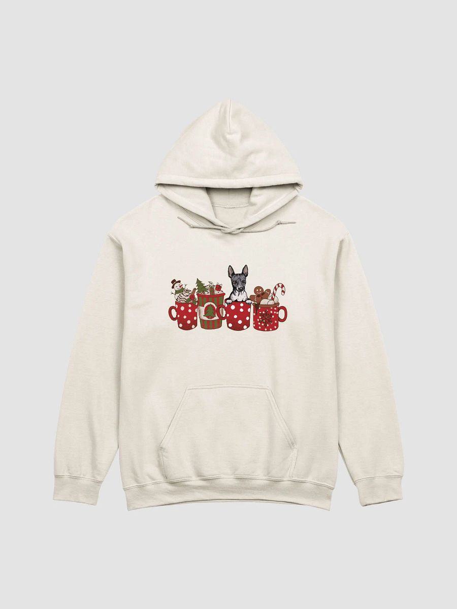 Cute American Hairless Terrier in a Christmas Cup Hooded Sweatshirt | Funny Christmas Pup in a Cup product image (19)