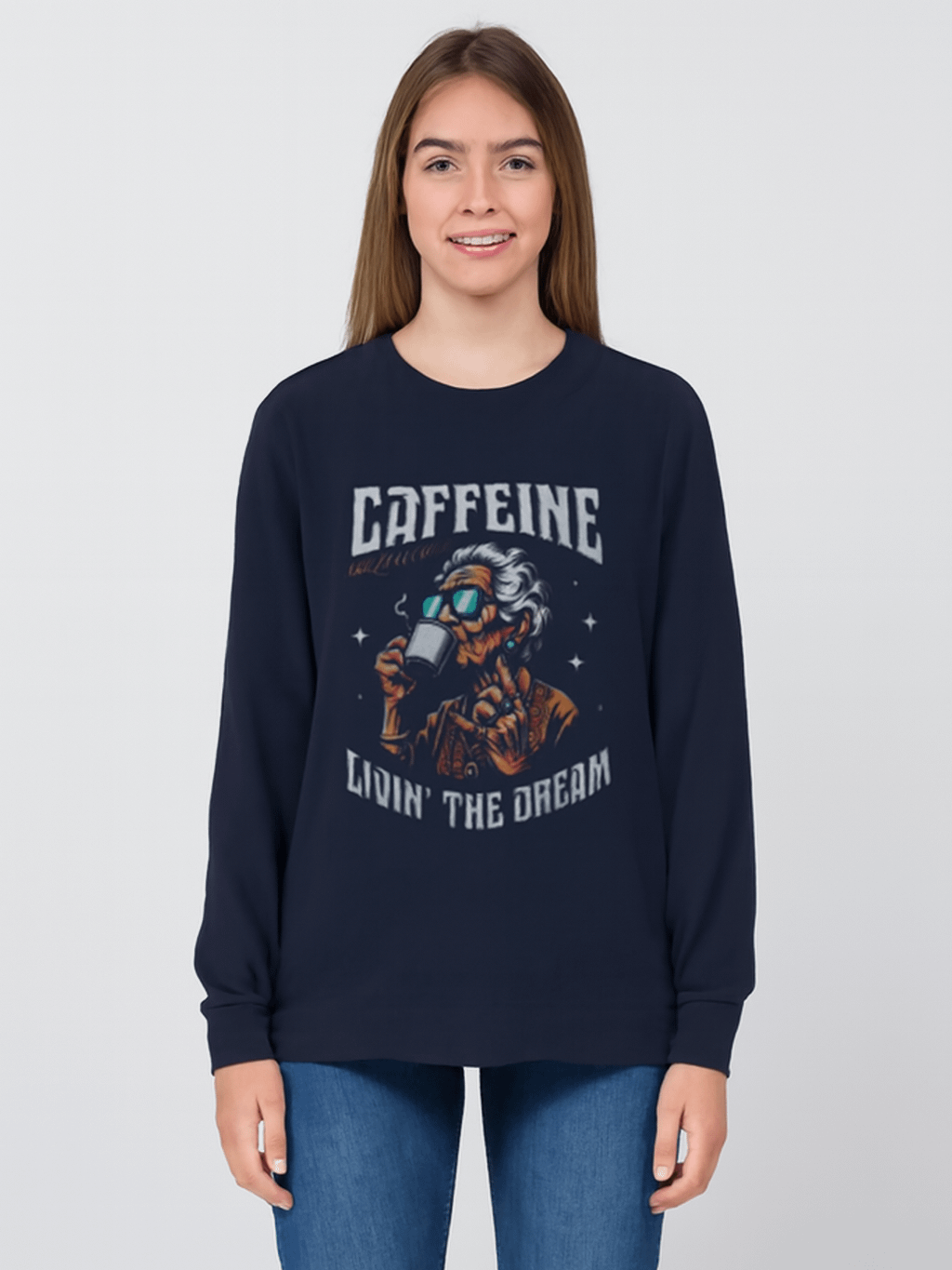 Caffeine Queen Illustrated Long Sleeve T-Shirt product image (1)