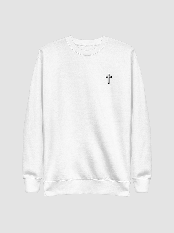 Simple Cross Embroidered White Crewneck product image (1)