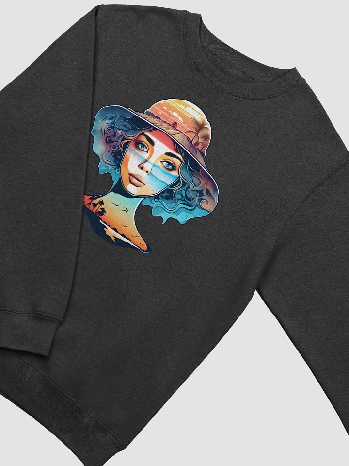 Girl with Sunhat and Sunset Beach Scene Sweatshirt product image (1)