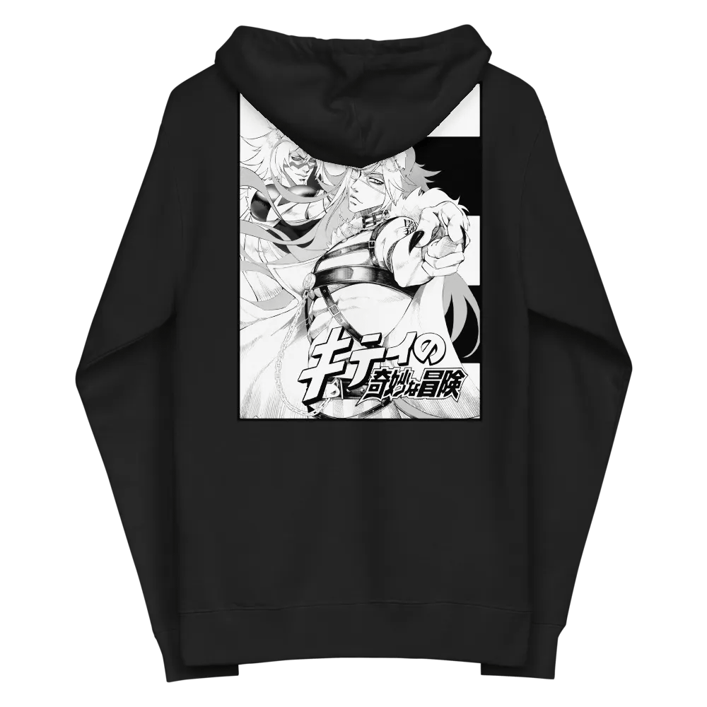 Embroidered Kitty's Adventure Zip-Up Hoodie - black and white product image (6)