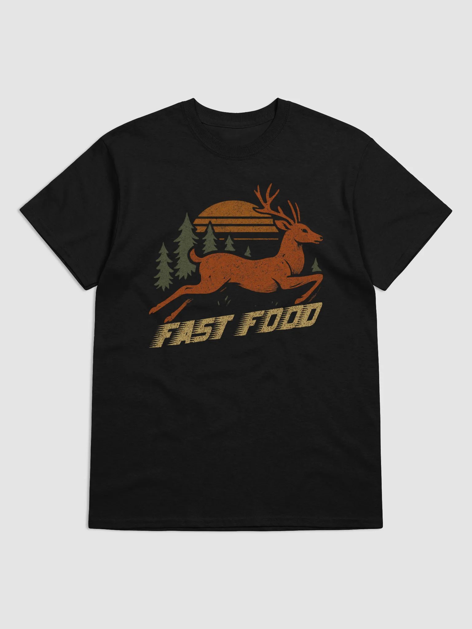 Fast Food T-Shirt – Funny Hunting Shirt with Leaping Deer product image (3)