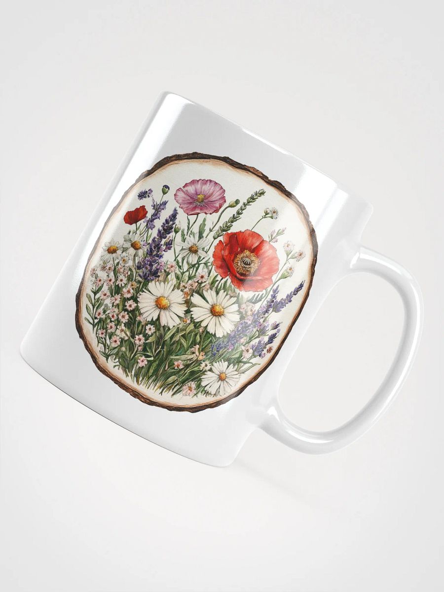 Red Poppy Wildflower Round Wood Art Ceramic Mug product image (4)