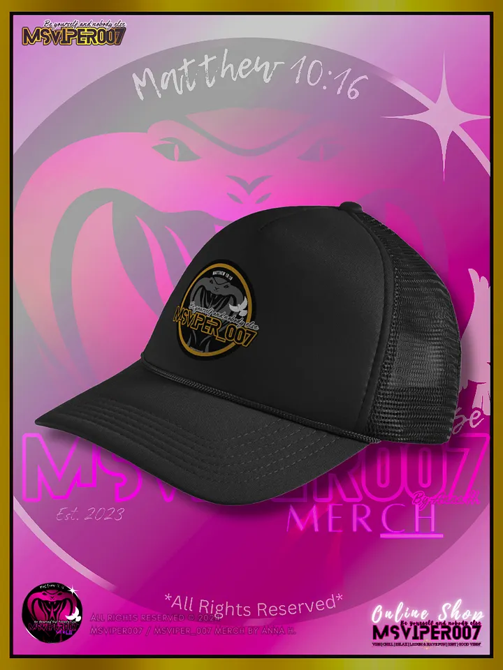 Trucker Hat - "MsViper_007™ Brand Classic [yllw-gld/blk emblem] Support&Sport" Foam Trucker Hat by Anna H. product image (2)
