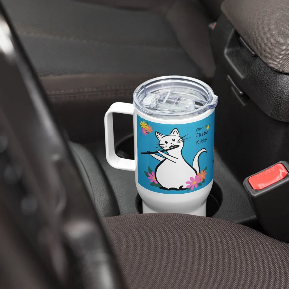 Flute Kitty Travel Mug w handle - Alto Flute product image (8)