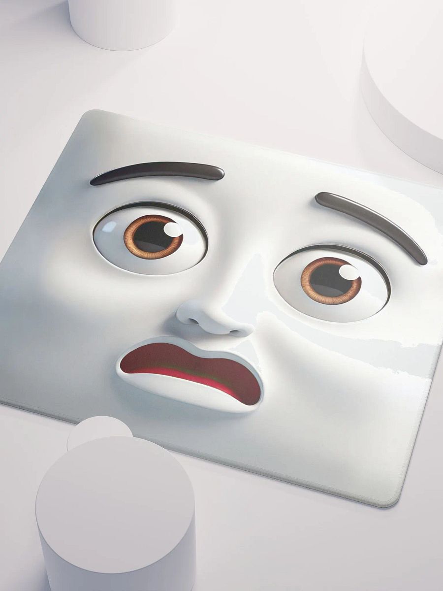 Worried Cartoon Face Premium Mouse Pad: Make Work More Playful! product image (3)
