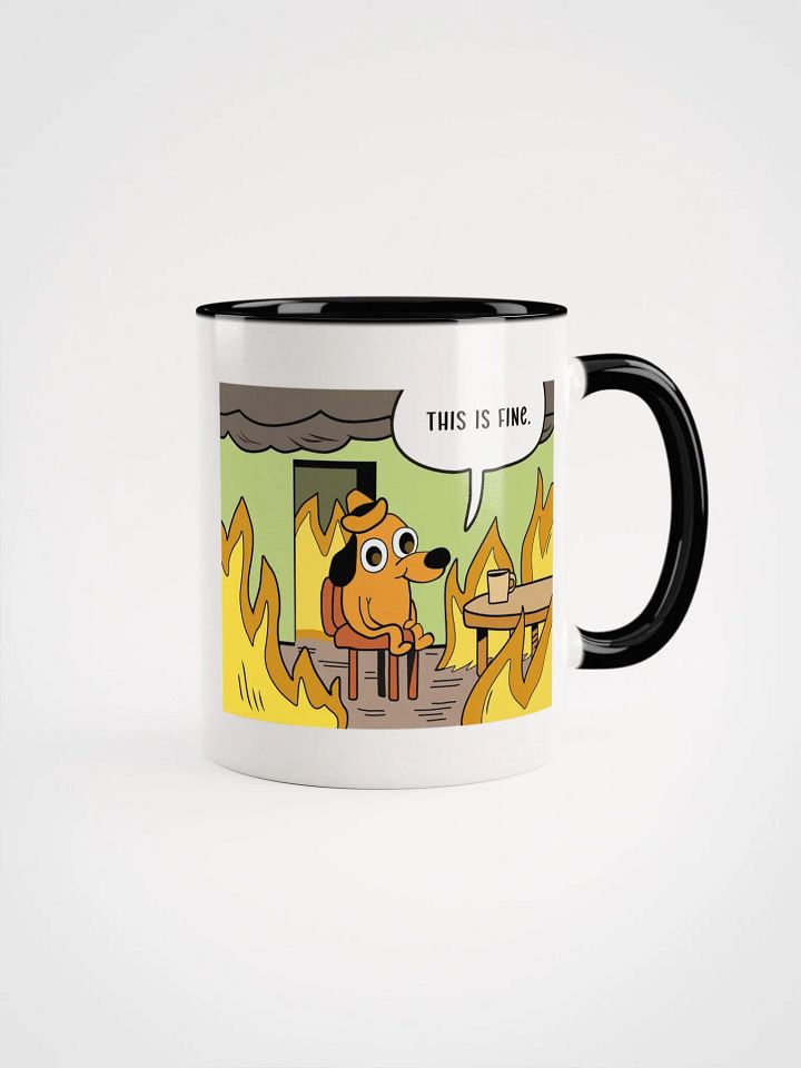 "This is fine" Ceramic Mug with color inside product image (1)