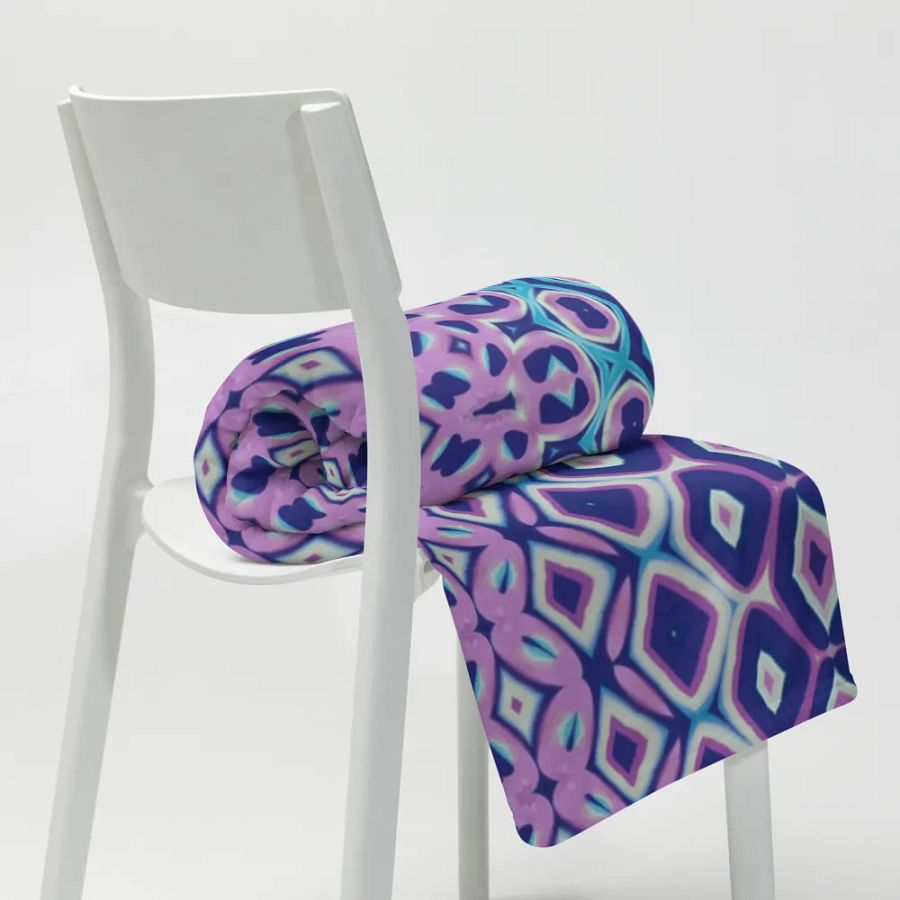 Blue, Navy & Pink Geometric Throw Blanket product image (9)