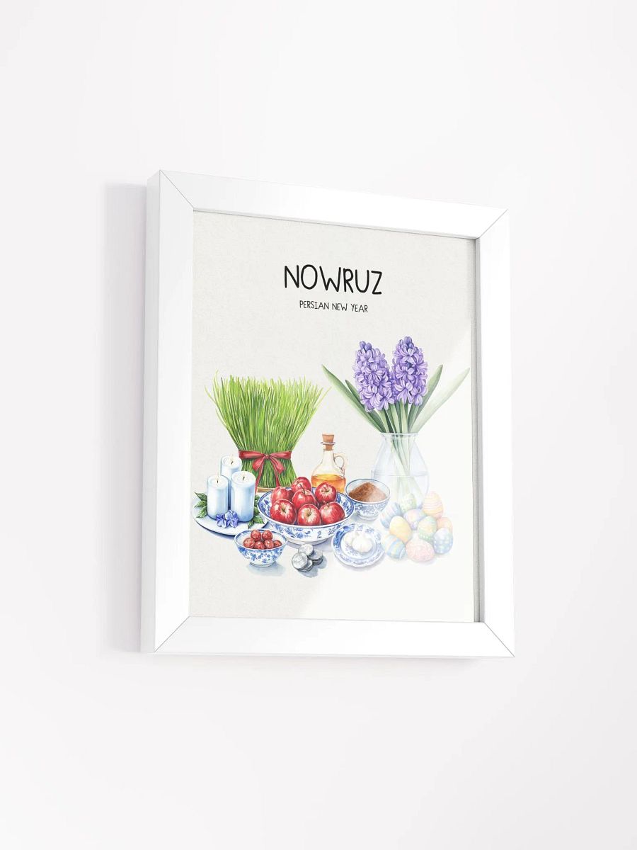 Nowruz Blessings Framed Poster, Nowruz Watercolor Art, Haft-sin Table, Persian New Year, Persian Art product image (58)
