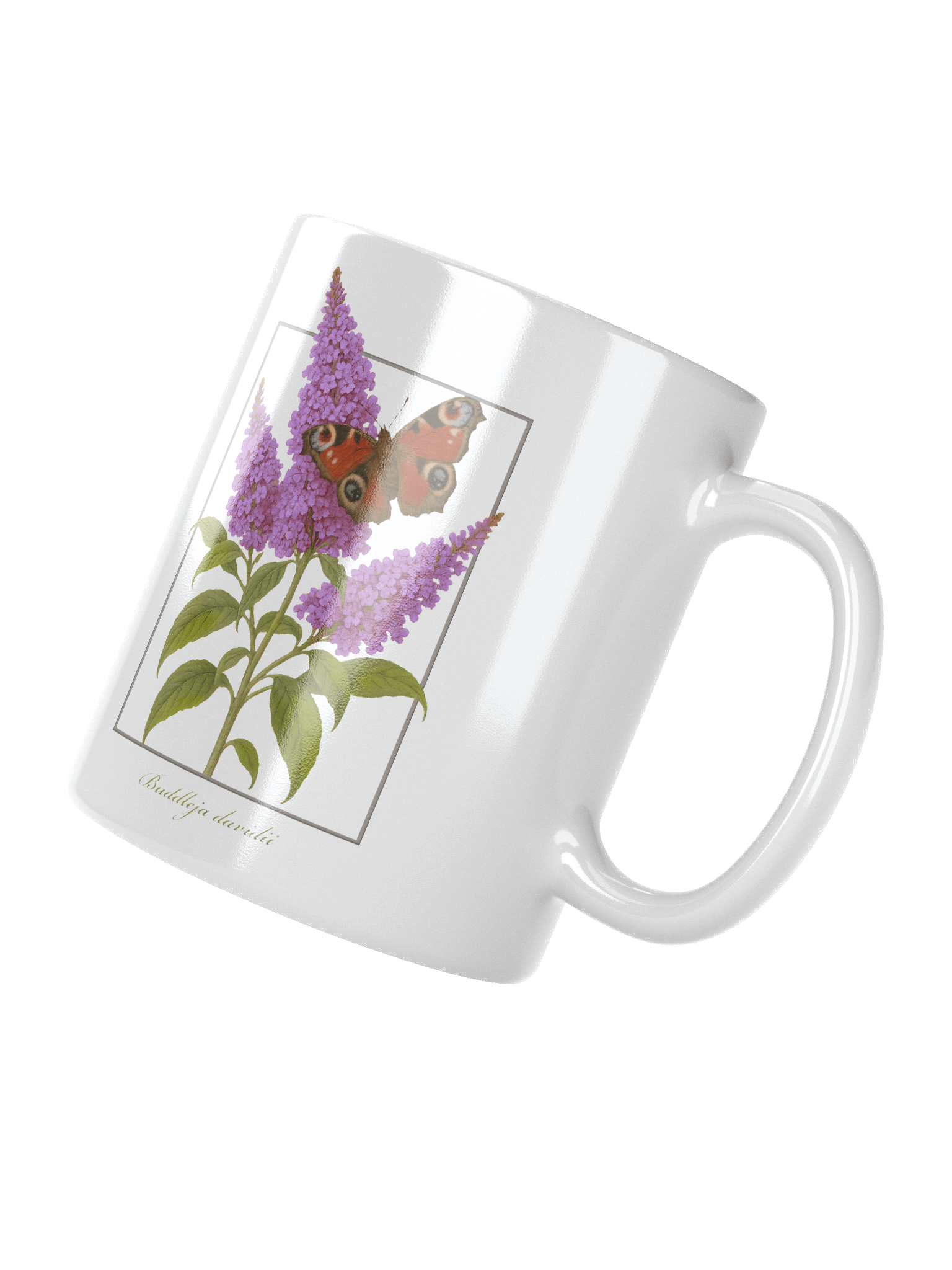 Butterfly Bush and Peacock Butterfly Ceramic Mug product image (3)