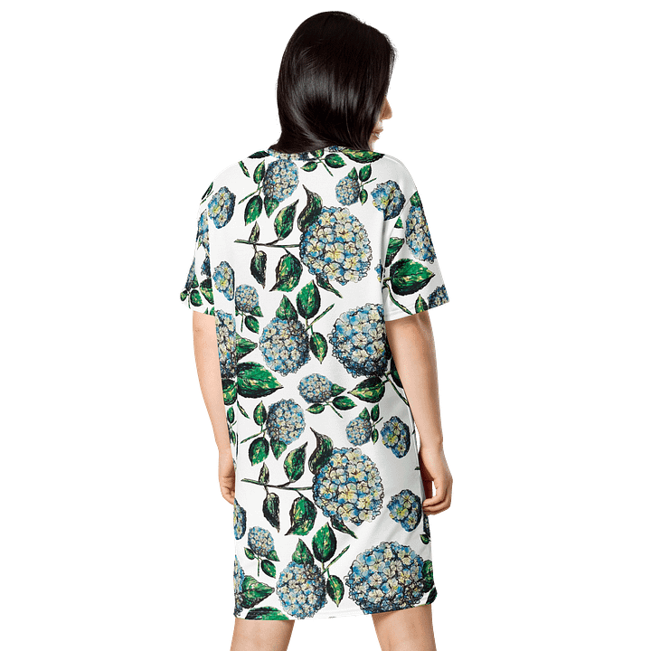 Blue Hydrangea Blooms | Elegant Summer Design | T-Shirt Dress | by Monique Faella Designs™ product image (2)